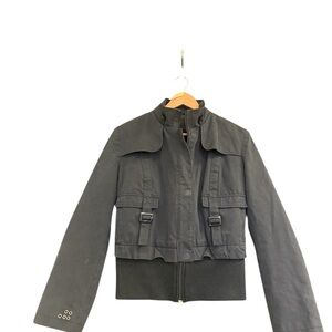 Soia & Kyo L GUC soft black Bomber Jacket with Military-Inspired Design